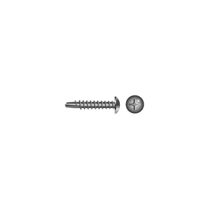 #10 x 1-1/4in 410 Stainless Steel Phillips Pan Head Self Drilling Screw, 100/PK
