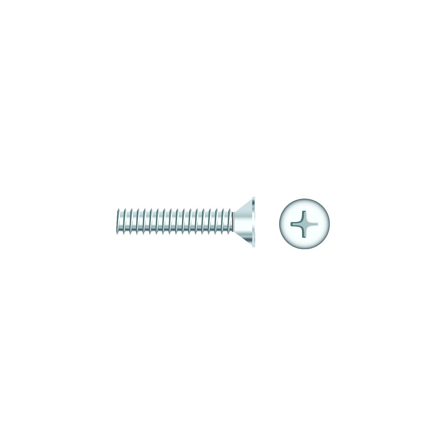 Seachoice 01789 Chrome Plated SS Phillips Machine Screw - Flat Head, 1/4-20 x 1"
