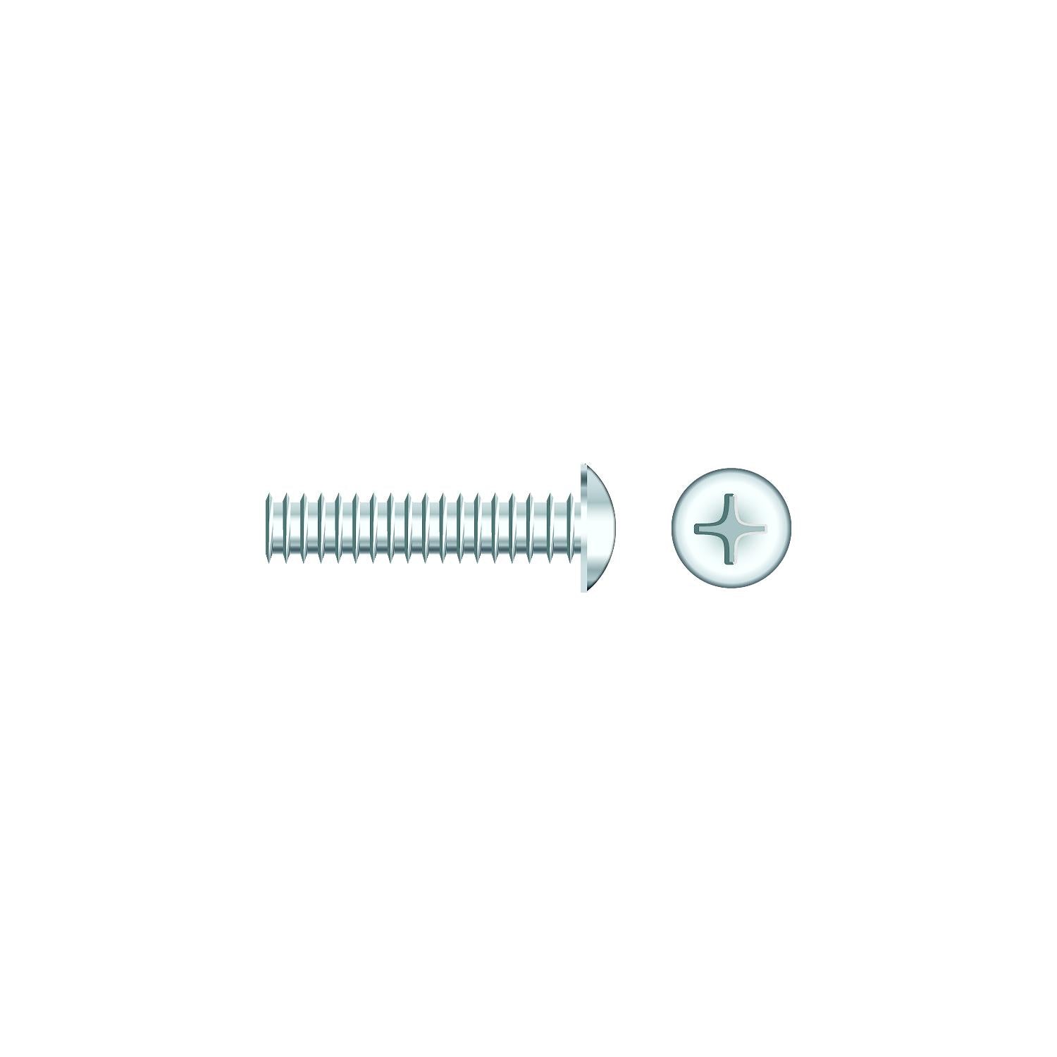 1/4-20 x 1in Chrome Plated 18-8 Stainless Steel Phillips Truss Head Machine Screw, 25/PK