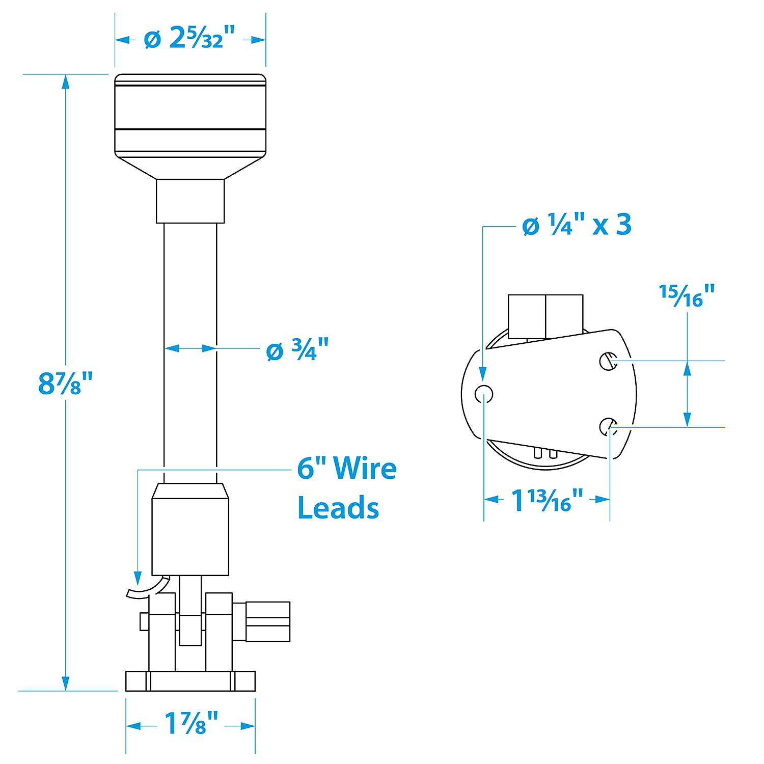 Seachoice Fold-Down LED All-Round Light, 2NM Visibility for Sail or Powerboats Under 66 Ft., 8-7/8 In.