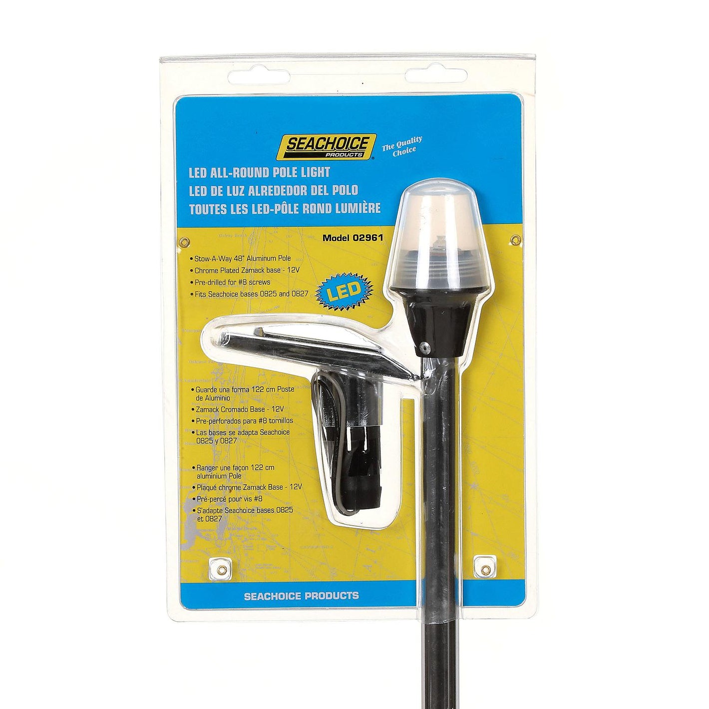 Seachoice LED All-Round Light for Boating, Stow-A-Way Aluminum Light, 24-1/8 In.