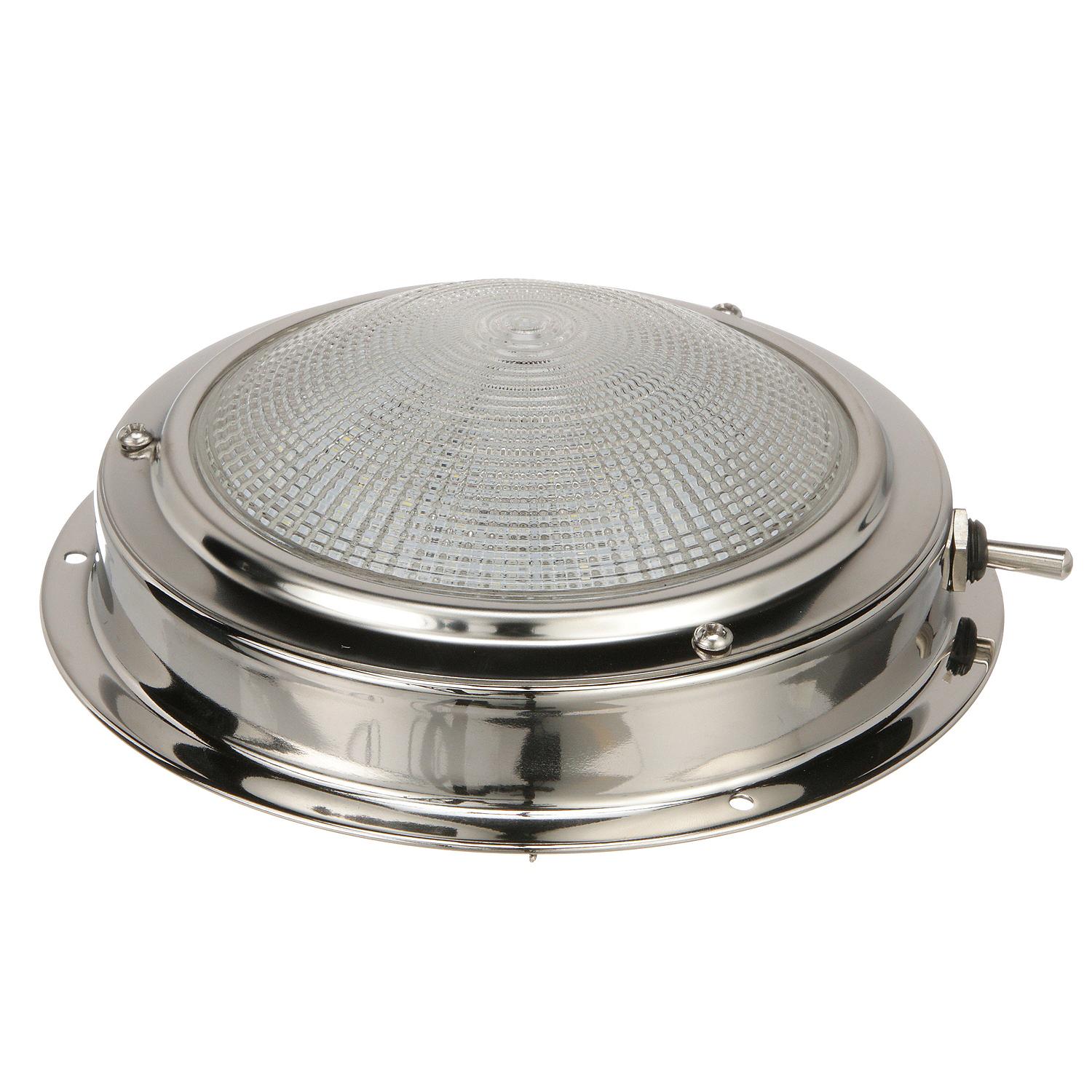 Seachoice LED Surface-Mount Dome Light, Bright White, Stainless Steel Flange, 5 in. Diameter