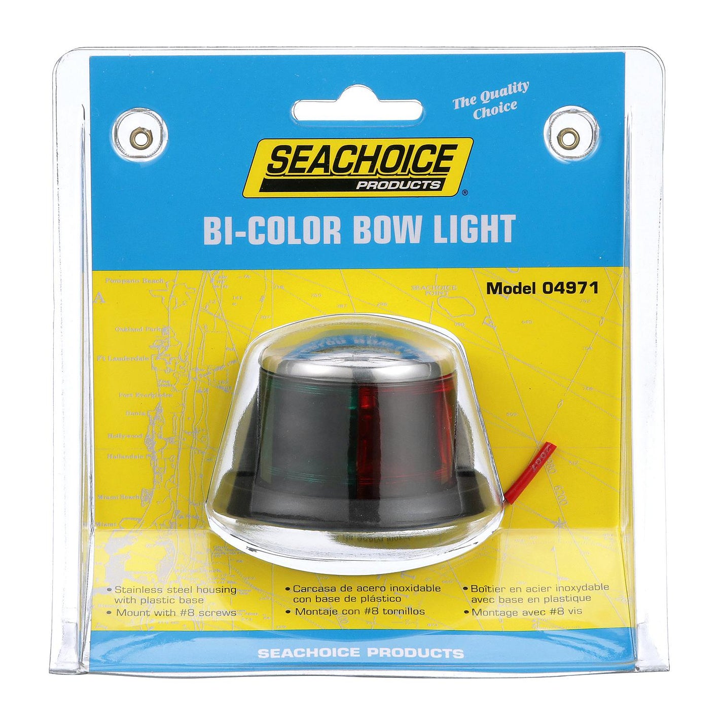 Seachoice Bow Light Marine Navigation, Horizontal Mount, Stainless Steel, Bi-Color, for Boats Under 39 Feet