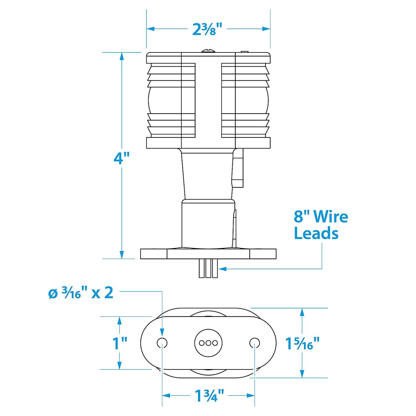 Seachoice All-Round Light, Masthead, Sail Boat Navigation, 3 In. Tall