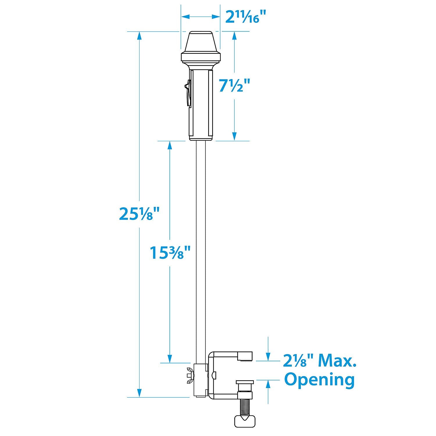 Seachoice Bi-Color Portable Battery-Operated Boat Navigation Stern Light, Horizontal Clamp Mount