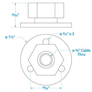 Seachoice 10031 Chrome Plated Brass Cable Outlet - 3/8"