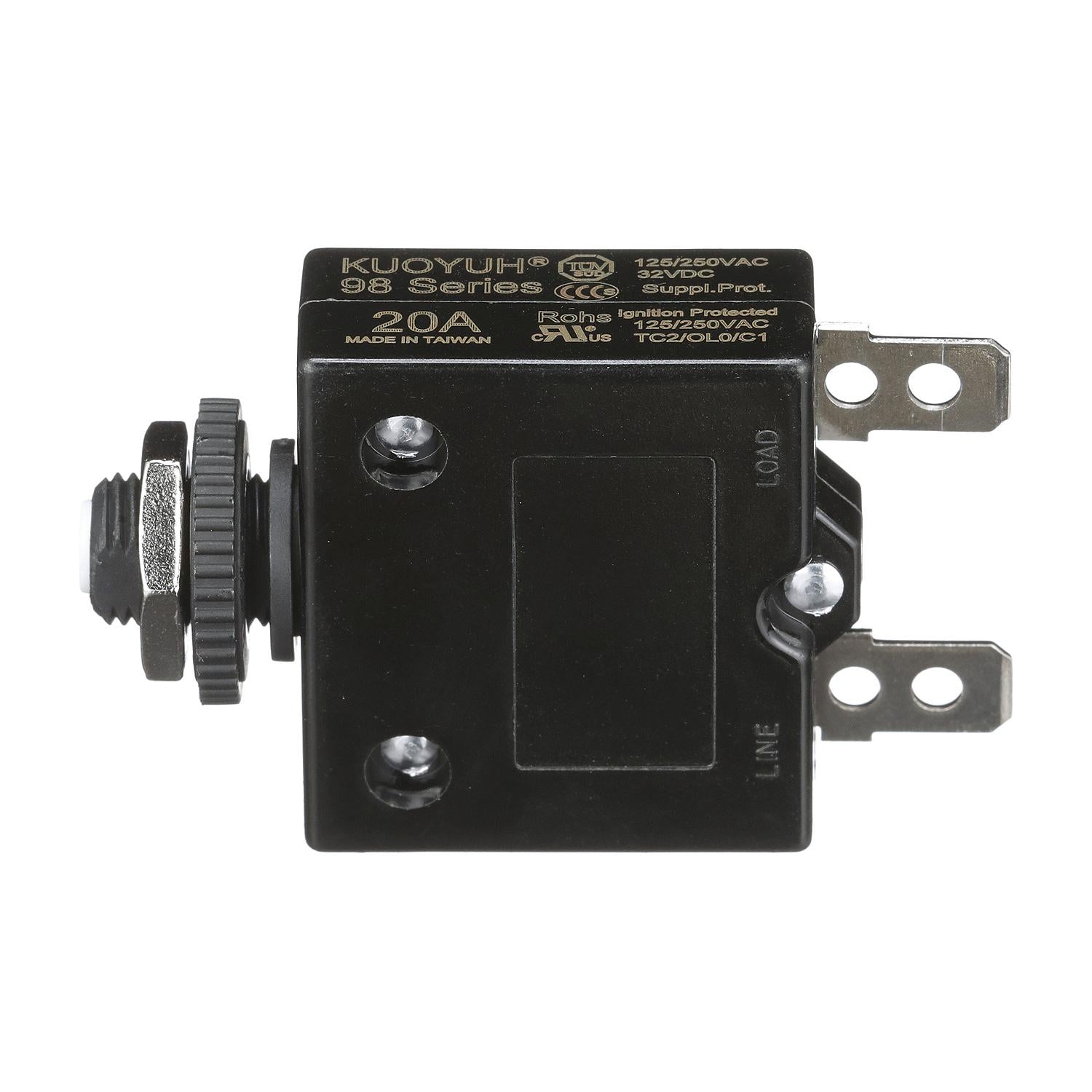 Seachoice Circuit Breaker, Push to Reset, 20 Amp