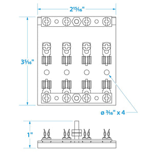 Seachoice 4-Gang Fuse and Terminal Block, Brass Clips and Contacts, SFE 20 Amp of 3AG Fuse