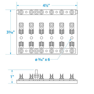 Seachoice 4-Gang Fuse and Terminal Block, Brass Clips and Contacts, SFE 20 Amp of 3AG Fuse