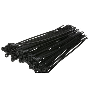 Seachoice Cable Ties, 8 In. Long, Mounting Design, 50 Lbs. Max Load, UV Black, Pack of 100