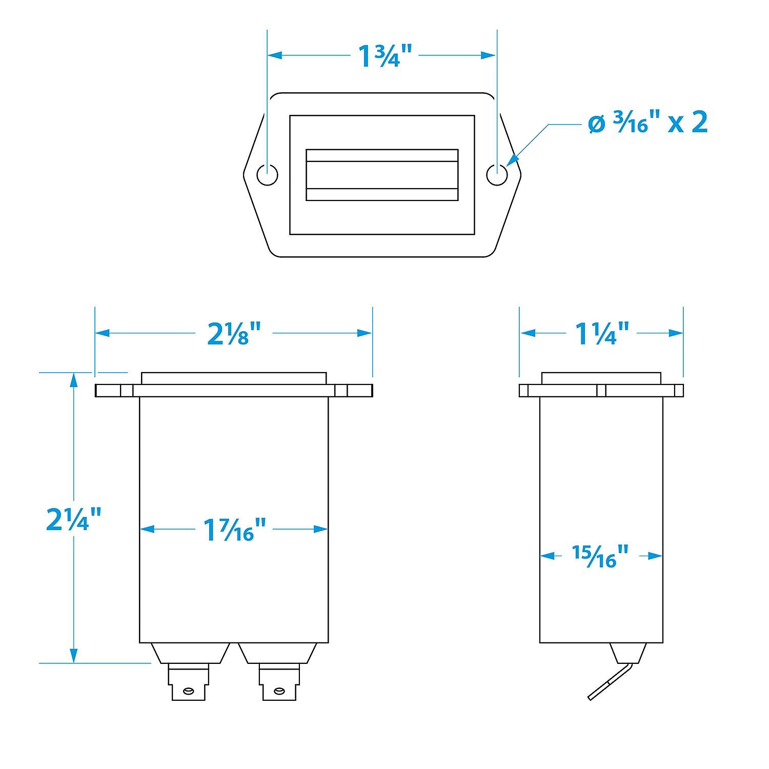 Seachoice Hourmeter Gauge for Boats, Rectangular, Black