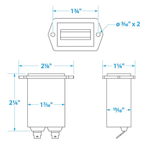 Seachoice Hourmeter Gauge for Boats, Rectangular, Black