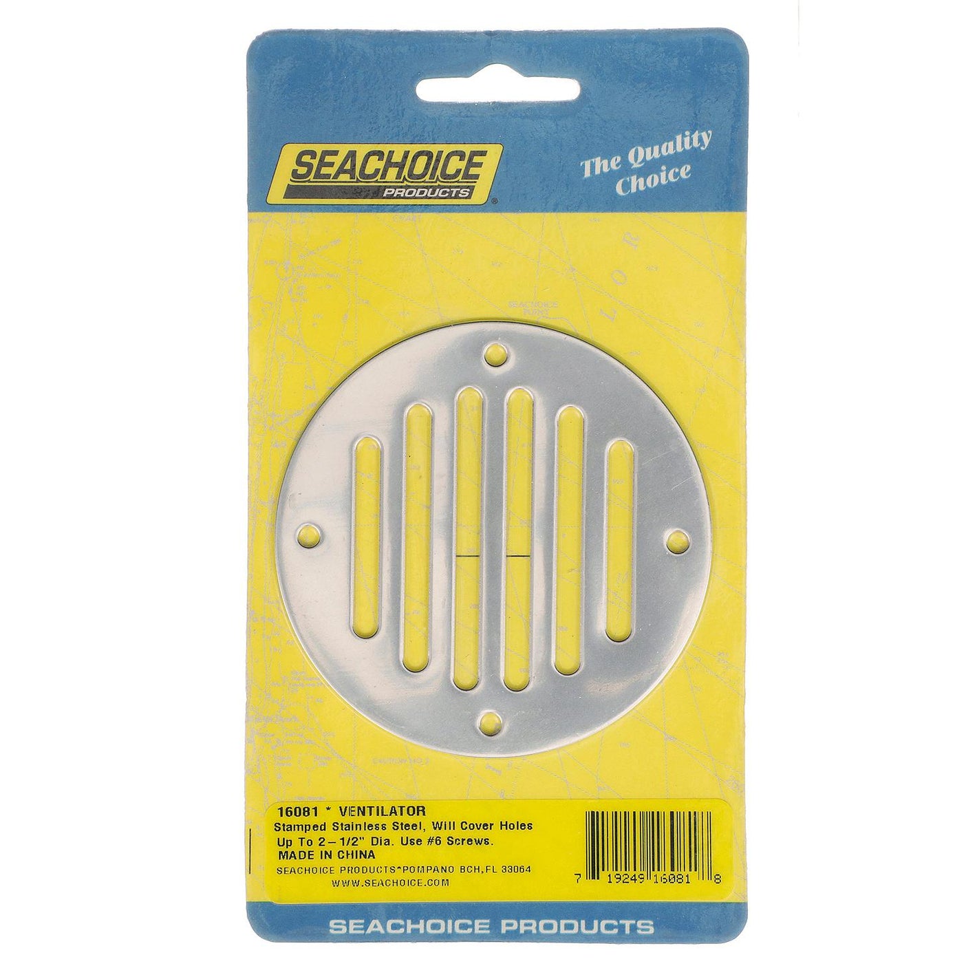 Seachoice Round Ventilator Cover, 3-1/4 In. Diameter, Will Cover Holes Up to 2-1/2 In., Stamped Stainless Steel