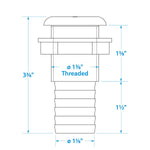 Seachoice Thru-Hull Connector w/ Broad Flange, White Finish, 1.125 In.