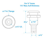 Seachoice Covered Thru-Hull Fitting w/ Stainless-Steel Flange, Fits 3/4 In. ID Hose