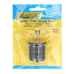 Seachoice Twist-Turn 1.25 In. Marine Boat Brass Drain Plug w/ Neoprene Seal