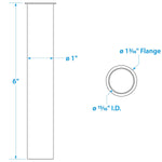 Seachoice Brass Drain Tube, 6 in. Long, 1 in. ID, 90-Degree Flange One End
