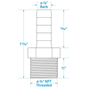 Seachoice Brass Male Hose Barb
