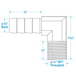 Seachoice 20851 90 Degree Brass Fuel Elbow