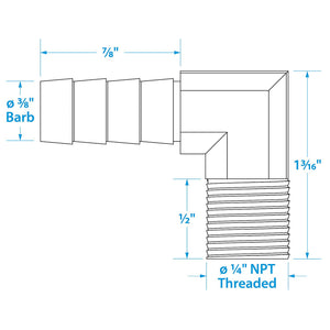 Seachoice 20711 90 Degree Brass Fuel Elbow