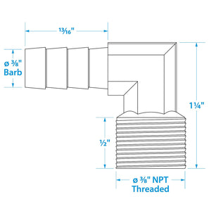Seachoice 20711 90 Degree Brass Fuel Elbow