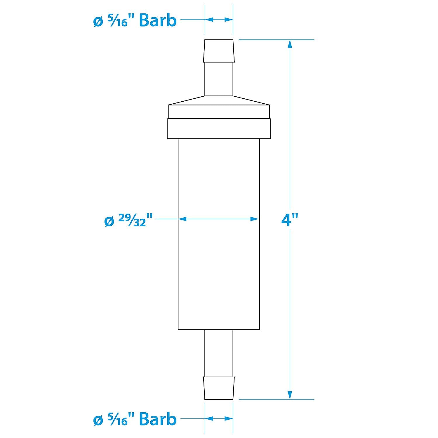 Seachoice in-Line Fuel Filter, 5/16 in., Plastic, Outboard, 20 Micron