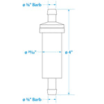 Seachoice in-Line Fuel Filter, 3/8 in., Plastic, Outboard, 20 Micron