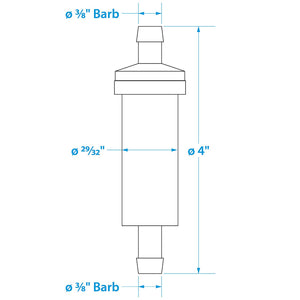 Seachoice in-Line Fuel Filter, 3/8 in., Plastic, Outboard, 20 Micron