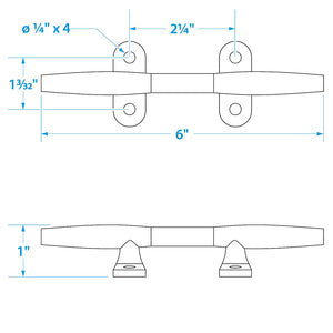 Seachoice Stainless Steel Hollow Base Cleat