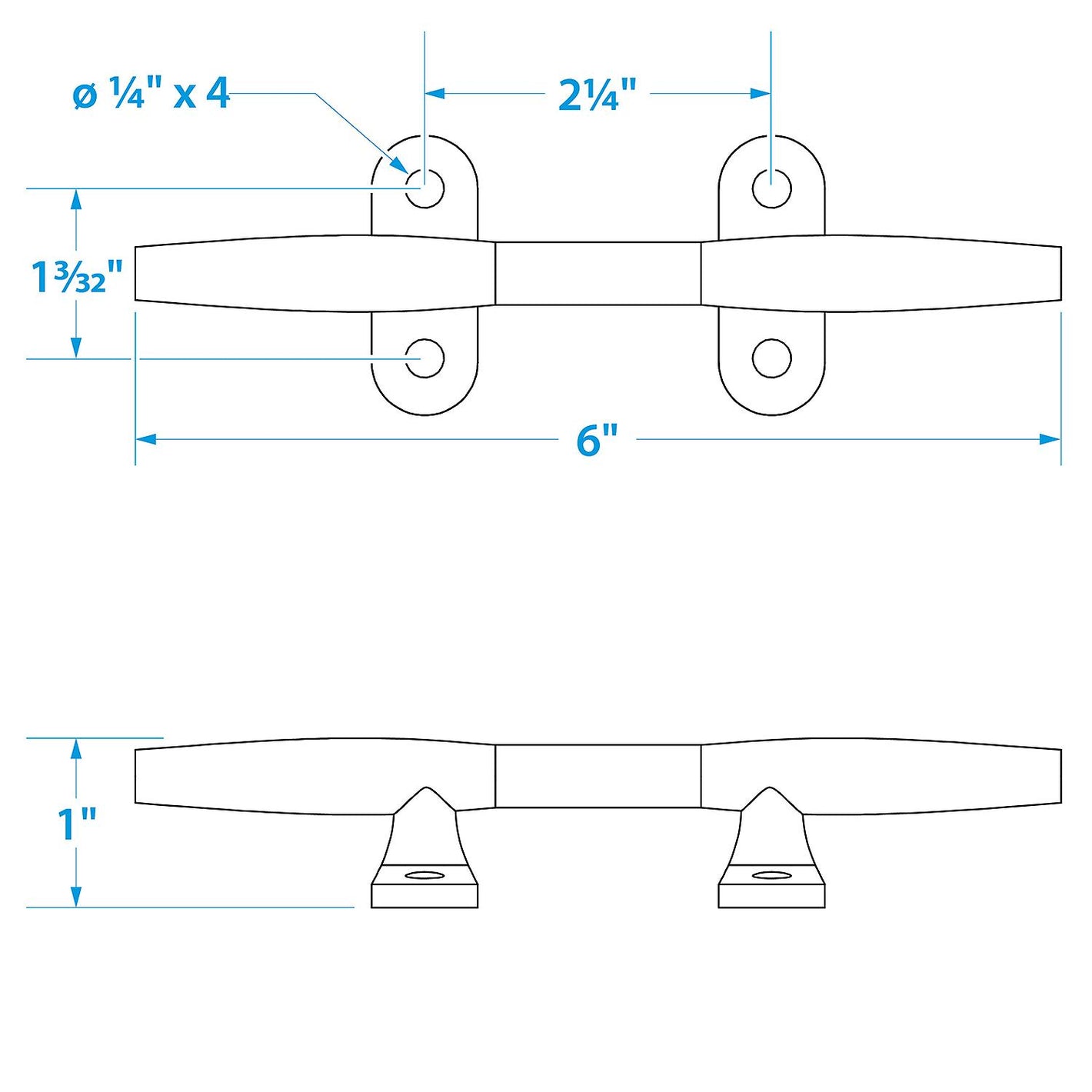 Seachoice Stainless Steel Hollow Base Cleat