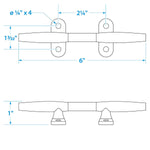 Seachoice Stainless Steel Hollow Base Cleat