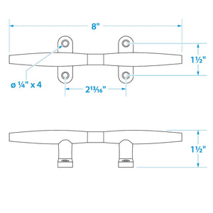 Seachoice Stainless Steel Hollow Base Cleat