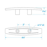Seachoice 30341 Open Base Cleat, Chrome/Zinc, 6-1/8" L x 1-1/3" W x 1-1/4" H