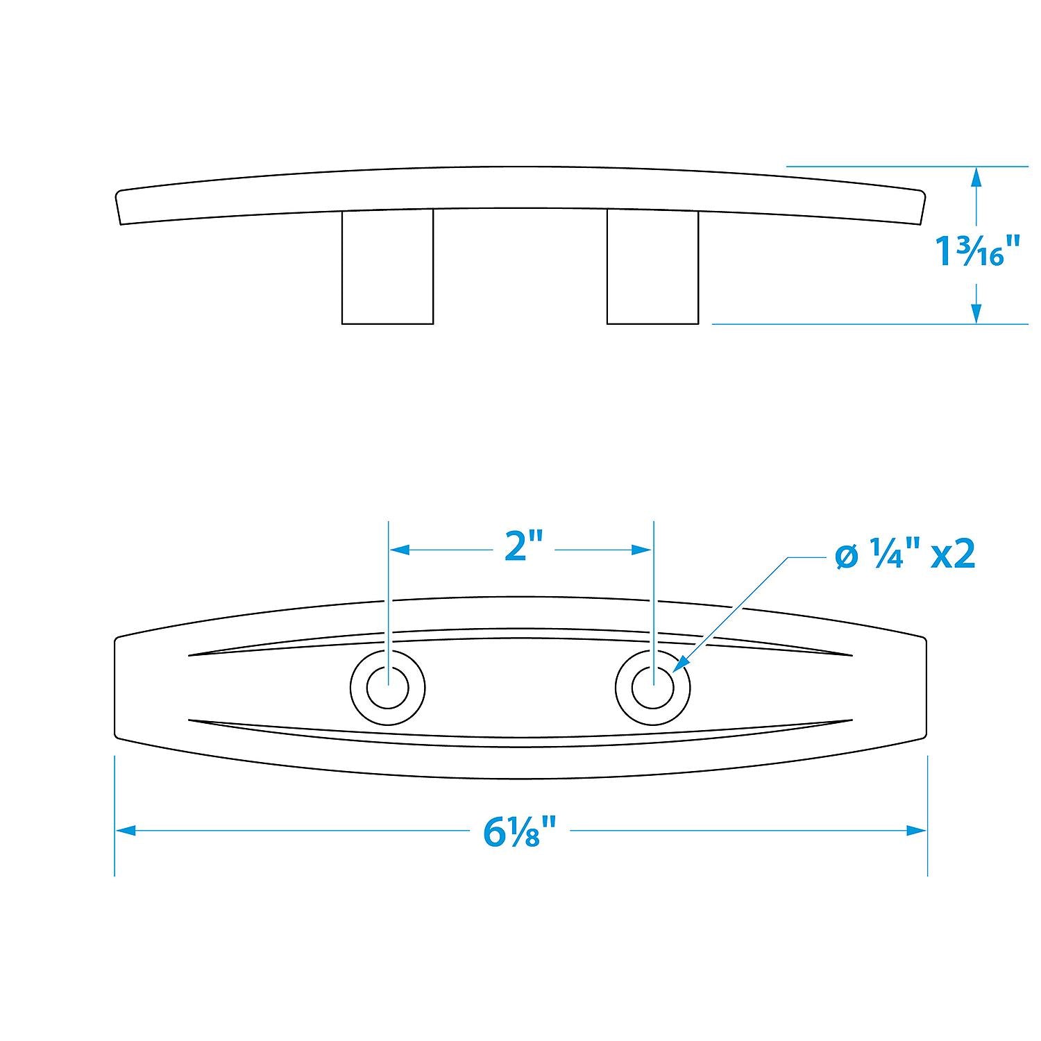 Seachoice 30341 Open Base Cleat, Chrome/Zinc, 6-1/8" L x 1-1/3" W x 1-1/4" H
