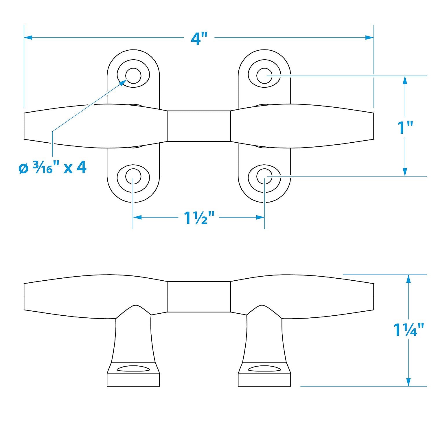 Seachoice Chrome Plated Zinc Hollow Base Cleat 4"