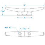 Seachoice 30610 Open Based Galvanized Dock Cleat, 8"