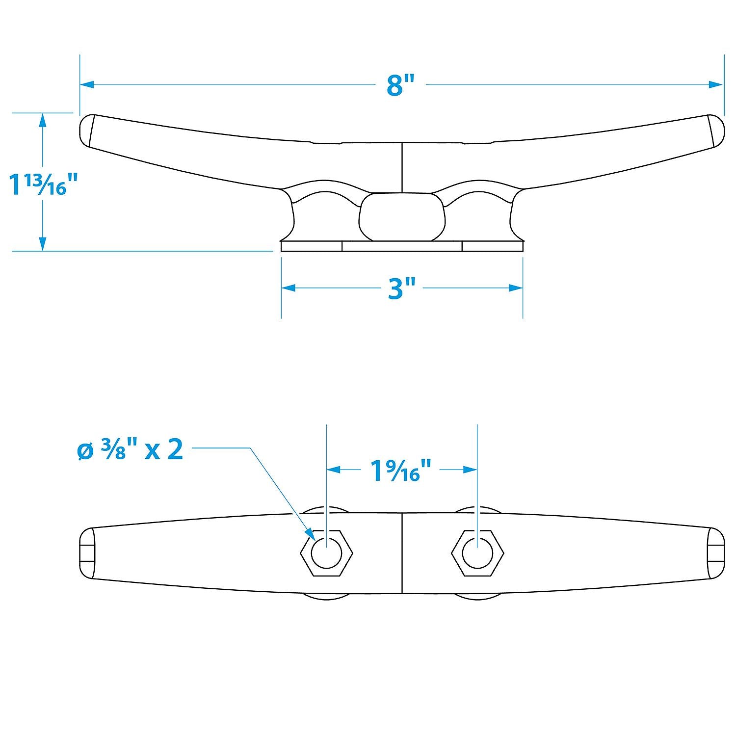 Seachoice 30610 Open Based Galvanized Dock Cleat, 8"