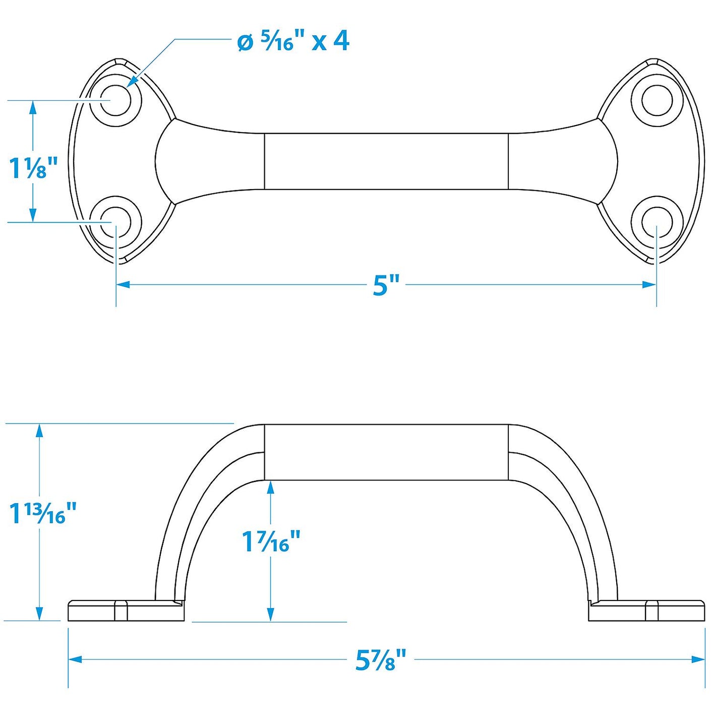 Chrome Plated Zinc Transom Handle, 6in