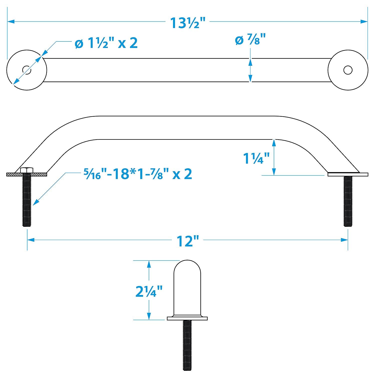 Seachoice 38341 Stainless Steel Hand Rail With Studs