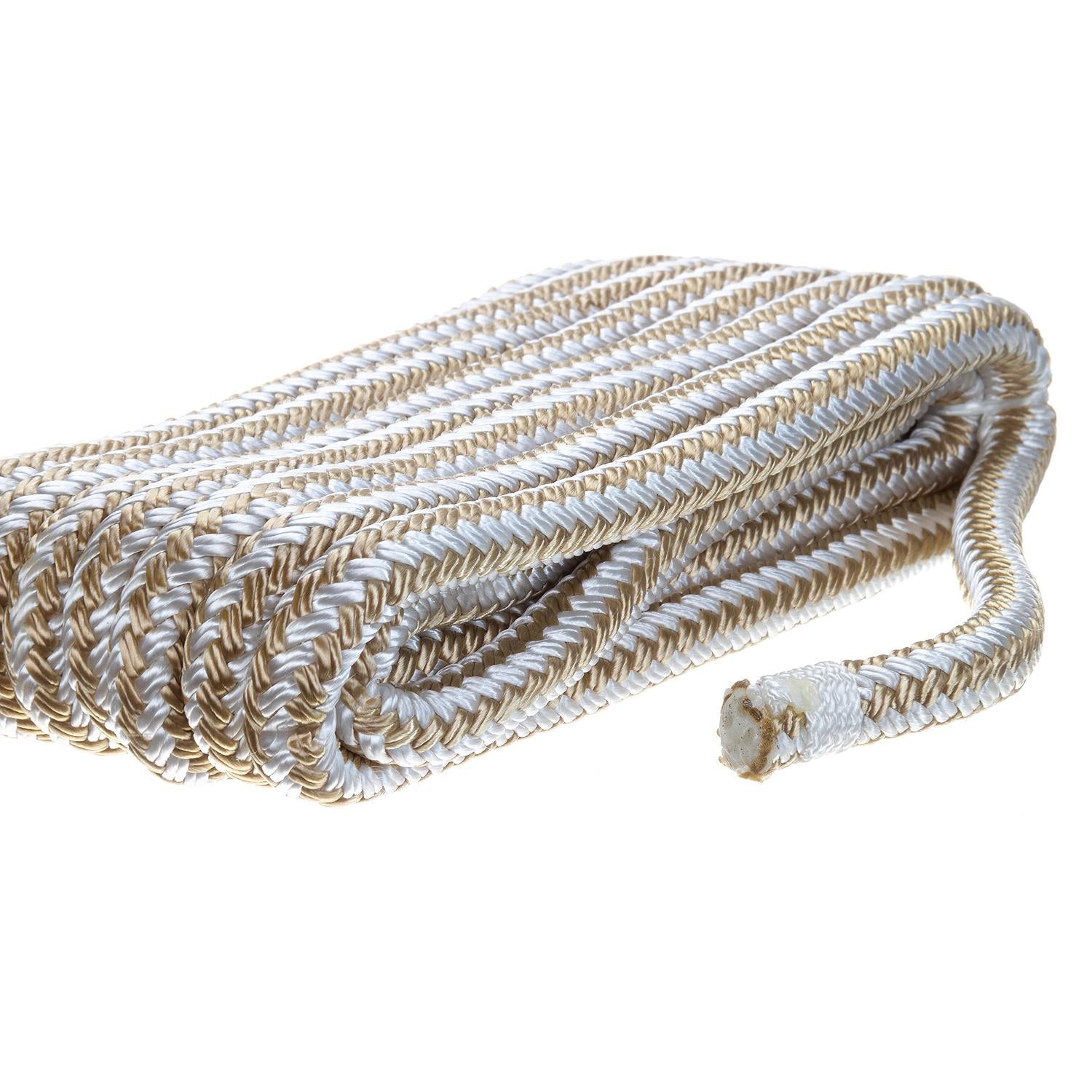 Seachoice 40011 Double Braid Nylon Dock Line 3/8" x 15' Gold/White