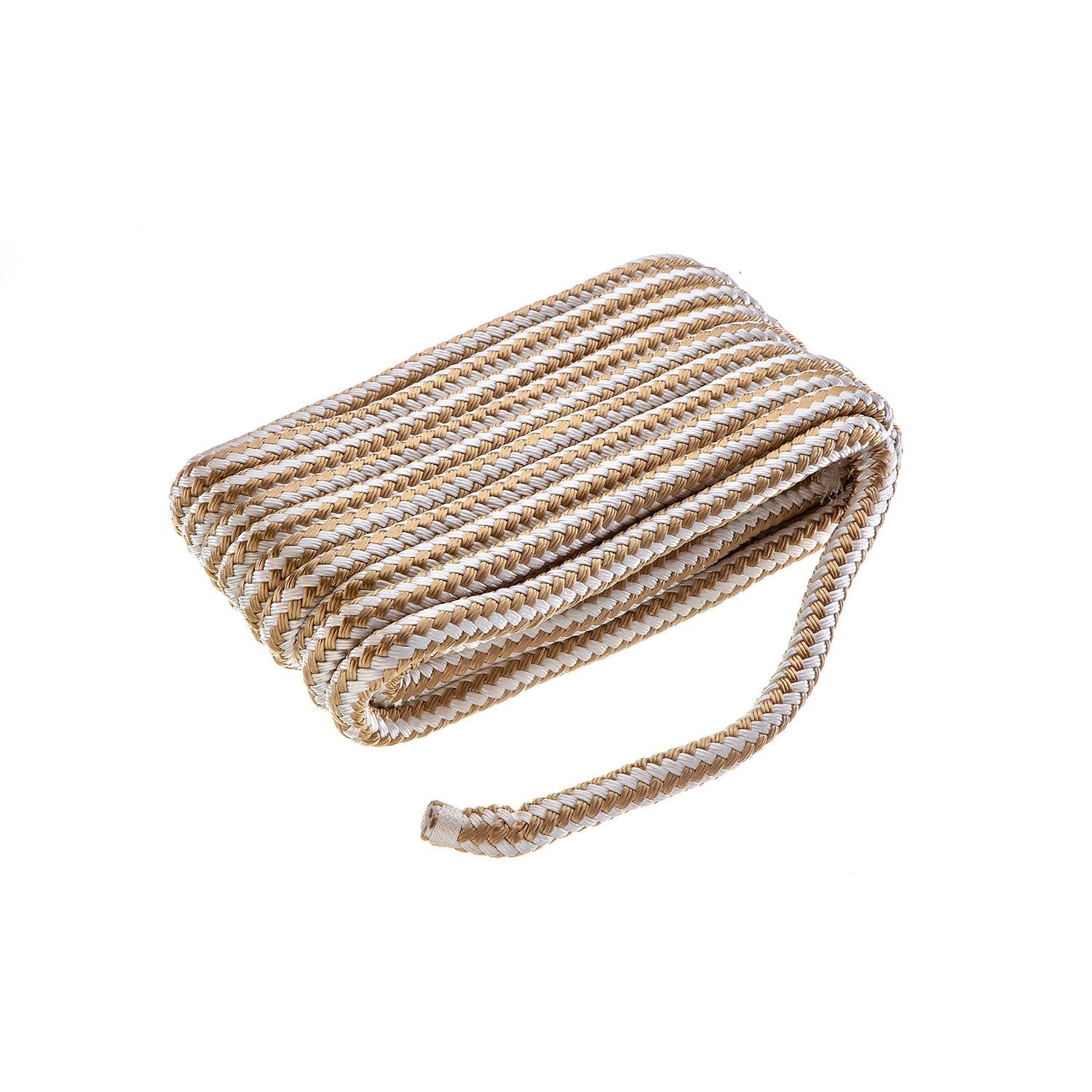 Seachoice 40061 Double Braid Nylon Dock Line 5/8" x 35' Gold/White