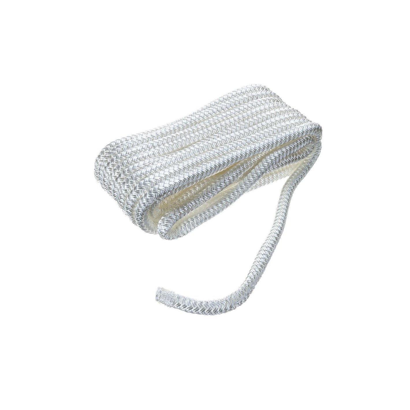 Double Braid Nylon Dock Line, White,3/8in x 20ft