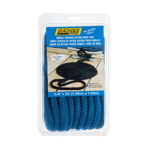 Seachoice 40451 Double Braid Nylon Dock Line 5/8" x 25' Blue