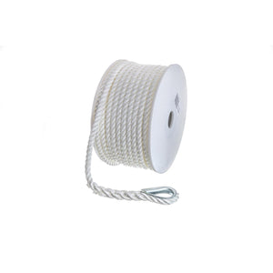 3-Strand Twisted Nylon Anchor Line, White, 3/8in x 100ft