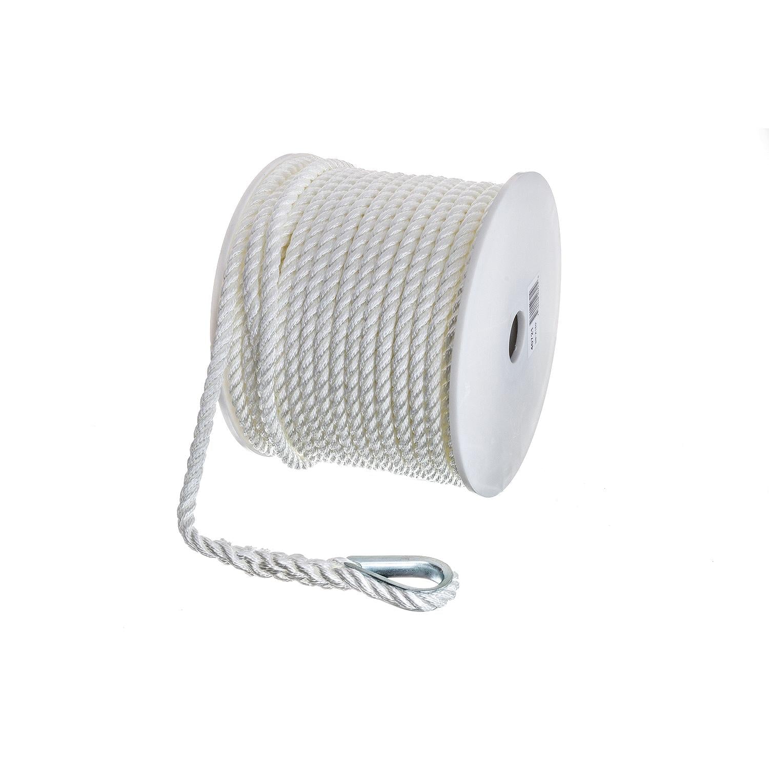 3-Strand Twisted Nylon Anchor Line, White, 3/8in x 150