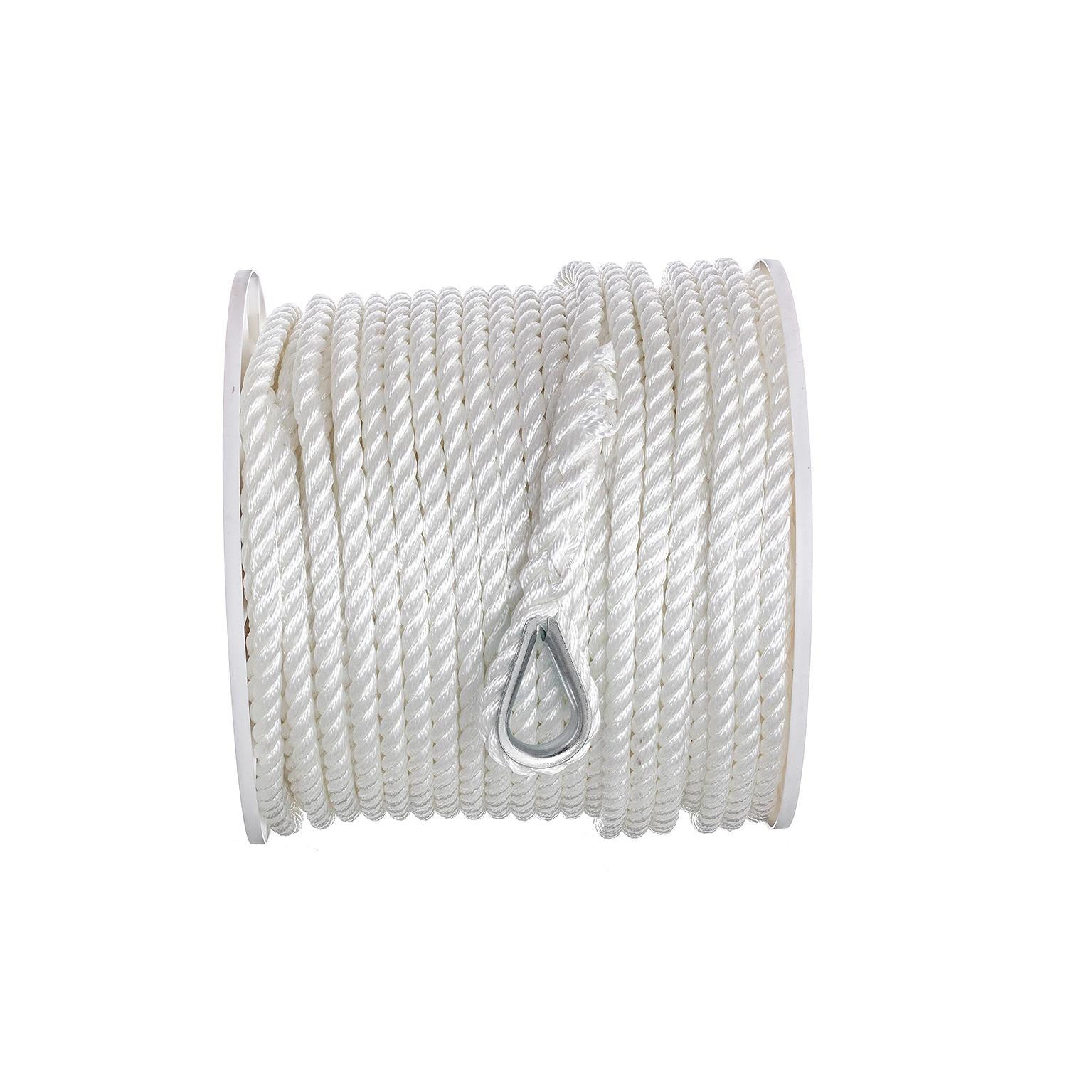 Seachoice 40781 3-Strand Twisted Nylon Anchor Line - White, 1/2" x 250'