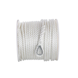 Seachoice 40781 3-Strand Twisted Nylon Anchor Line - White, 1/2" x 250'