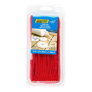 Double Braided Nylon Fender Line, Red, 1/4in x 6ft, 2/PK