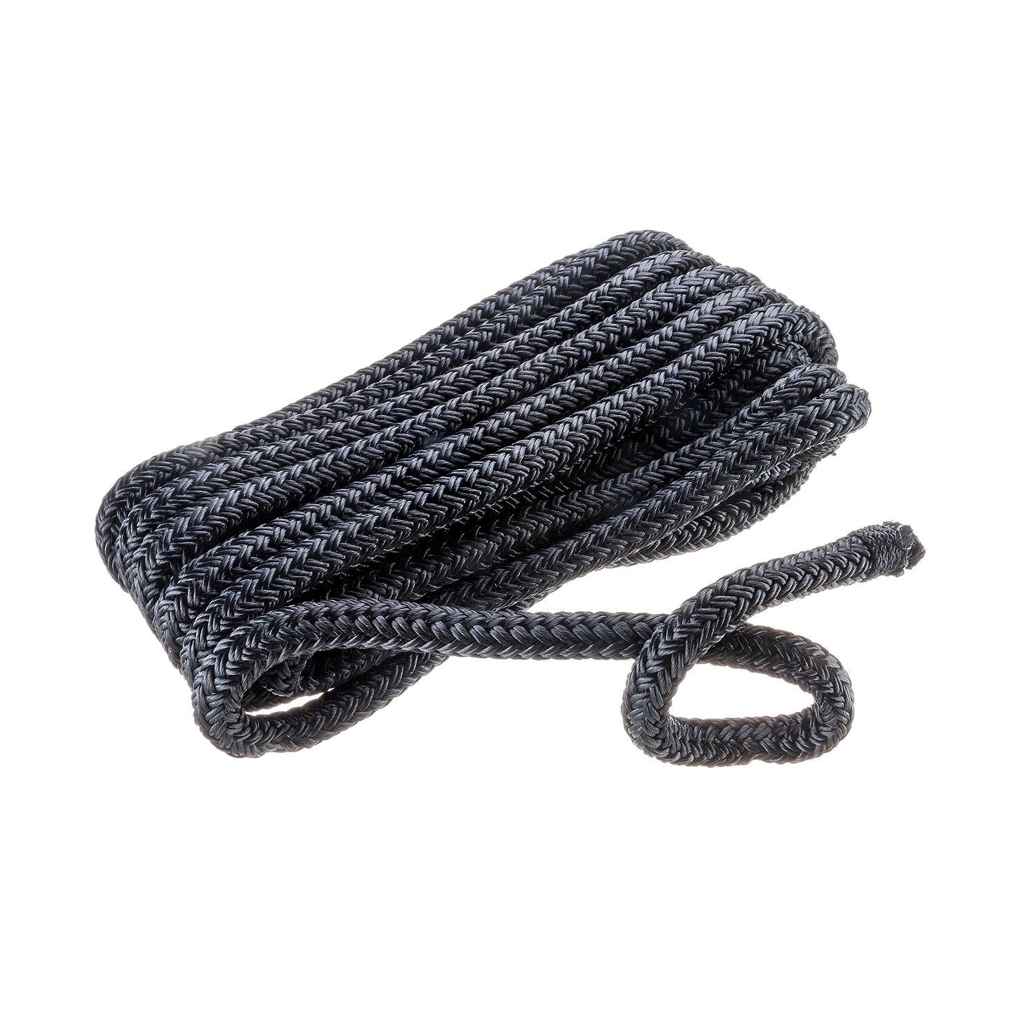 Seachoice 40961 Double Braided Nylon Fender Line  3/8" x 6', Black (2 Per Pack)