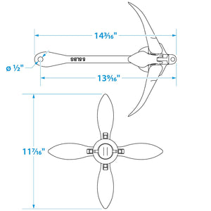 Seachoice 41000 Galvanized Folding Grapnel Anchor, 3-1/2 lbs.
